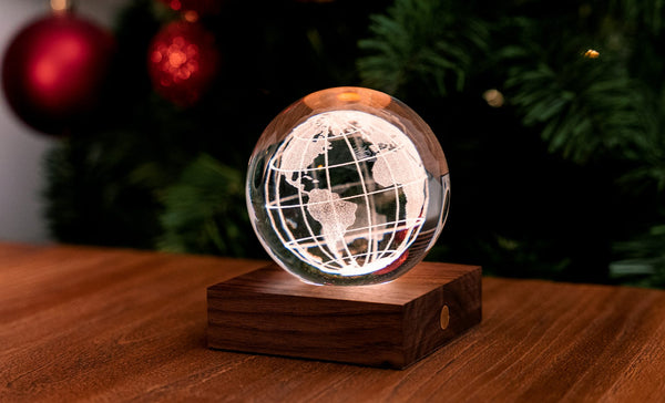 Amber Crystal Light World Globe