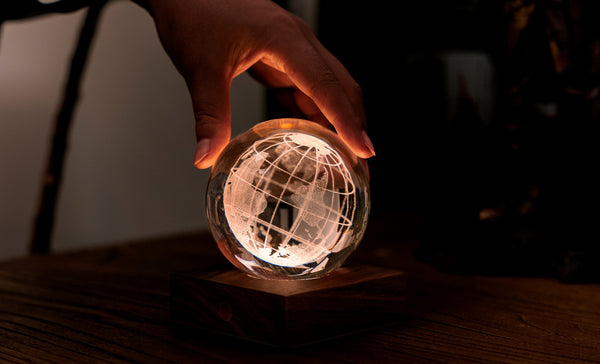 Amber Crystal Light World Globe