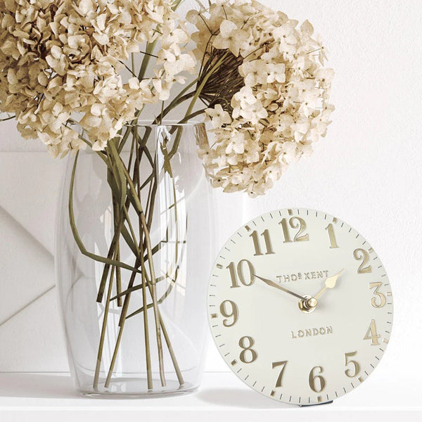 6" Arabic Mantel Clock Oatmeal