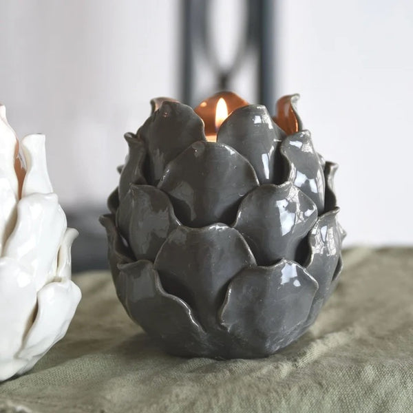 Grey Artichoke Tea Light Holder - Brambles Gift Shop